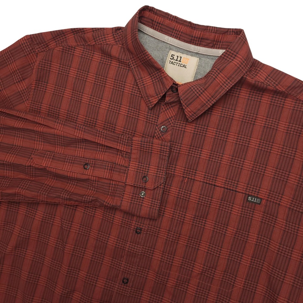 5.11 Tactical Shirt Mens XL Red Plaid Long Sleeve Button Up‎ Tactical Casual